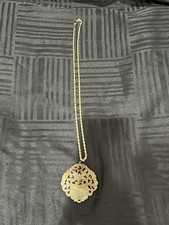 Antique CHINESE Translucent Flower Basket Carved Jade Pendant