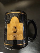 Vintage Star Trek 30 lat Czarny Outerspace Stars Planeta Galaktyka Kubek do kawy 1996 