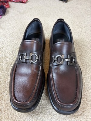 MENS SALVATORE FERRAGAMO  DAVID  DARK BROWN GANCINI BIT MADE IN ITALY LOAFERS 8D