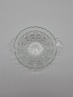 Vintage Anchor Hocking Small GLASS BOWL/DISH Bubble Ladder, 2 Scroll Handles
