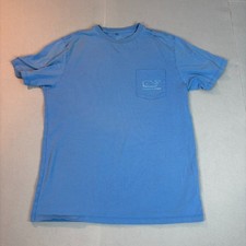 Vineyard Vines Womens Blue Garment Dyed Vintage Whale Short Sleeve Pocket Tee SM