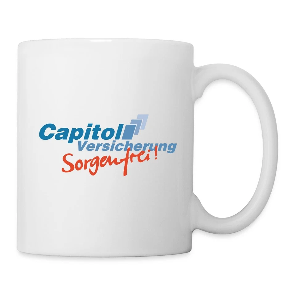 SPREADSHIRT Tazza Stromberg Capitol Assicurazione Senza Preoccupazioni, Taglia Unica, Bianco