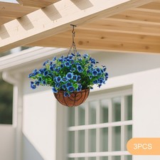 Artificial Hanging Flowers Plants Basket, Fake Flowers Baskte for Outside Porch