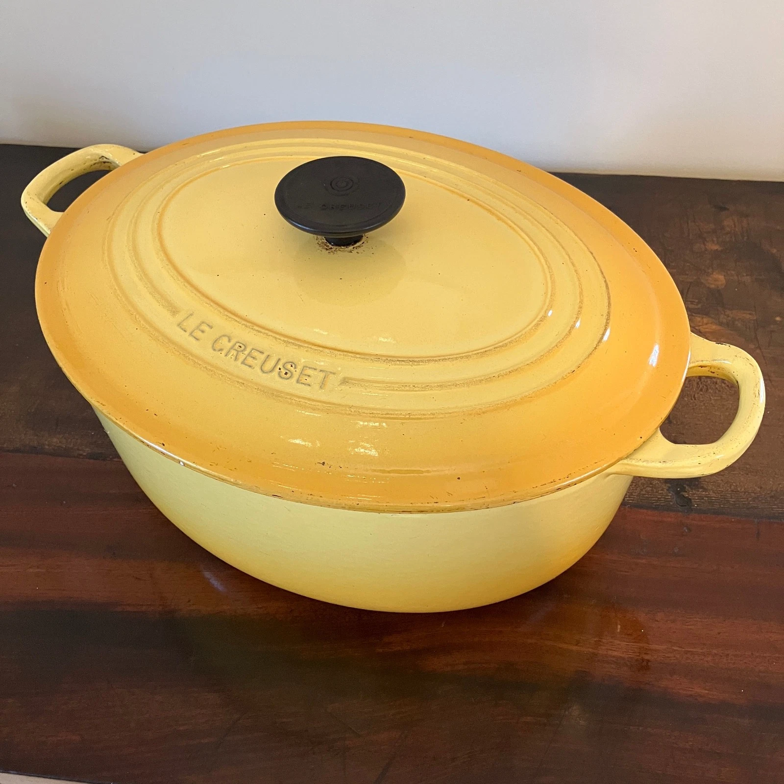 💛 Le Creuset Oval Cast Iron Casserole Dish Dutch Oven Yellow F30 Cookware Pot