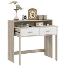 HOMCOM Table console 95x35x87cm Chêne