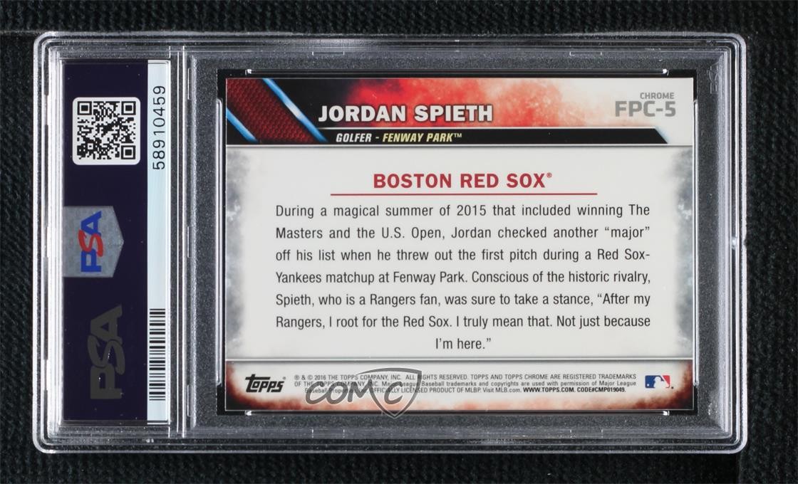 2016 Topps Chrome First Pitch Jordan Spieth #FPC-5 PSA 9 MINT 0c37 view 2