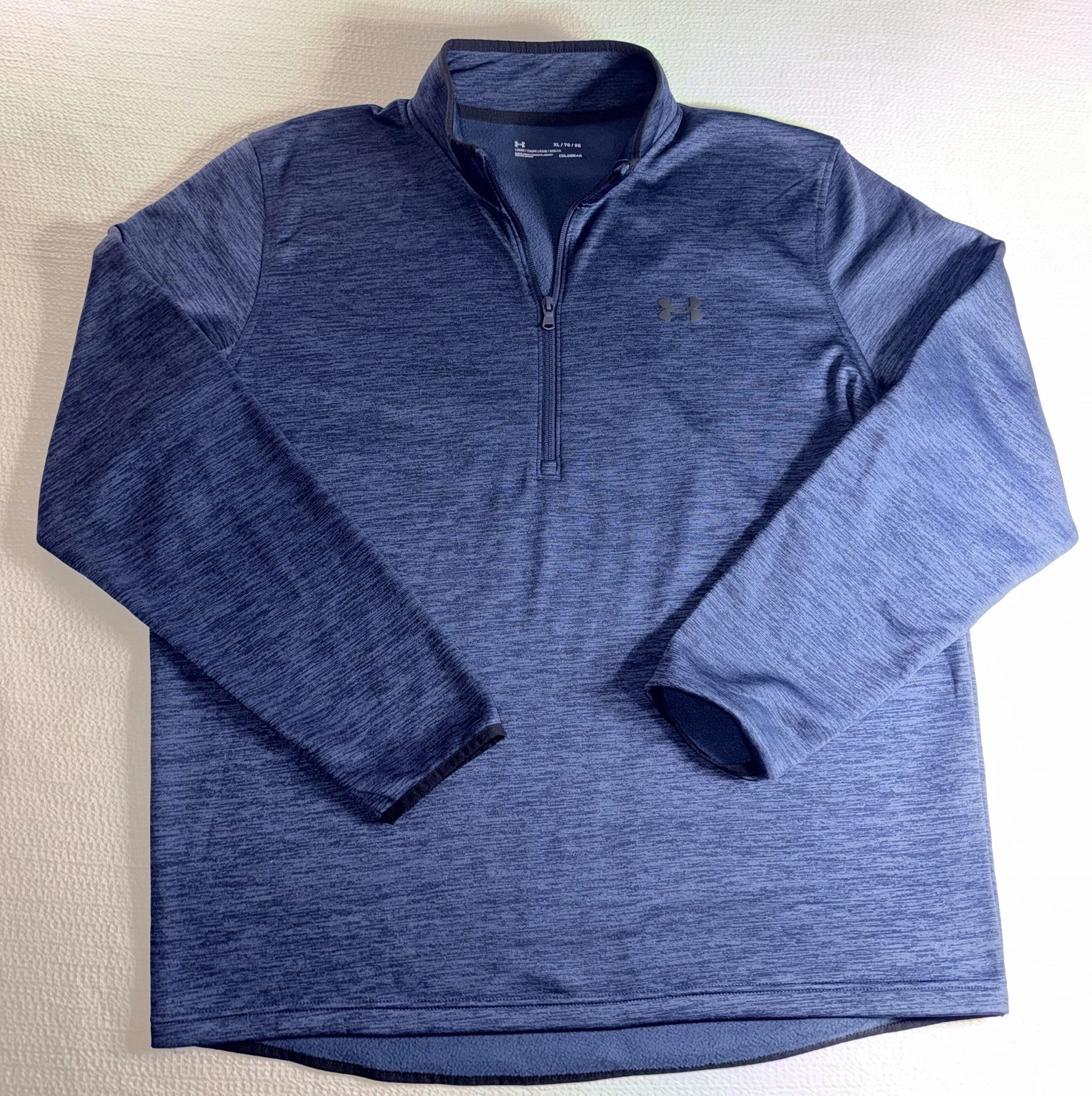 Under Armour ColdGear Quarter Zip Pullover Mens XL Blue Heathered Training Top