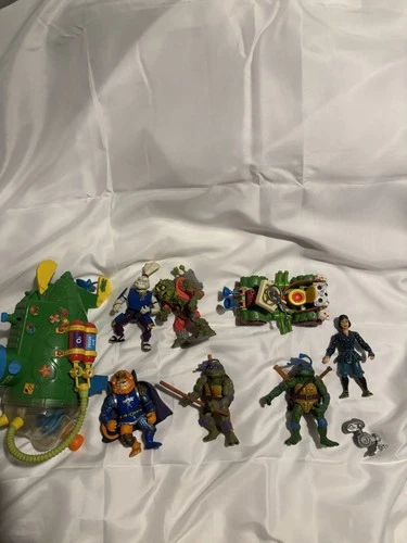 playmates Vintage Tmnt Teenage Mutant Ninja Turtles Lot With 2 Vehicles.