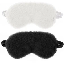 Soft Plush Sleep Eye Mask Adjustable Furry Blindfold Comfortable Faux Fur Nap