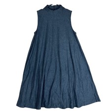 Artisan NY Womens Dress Gray White Striped High Neck Sleeveless Stretch Small 