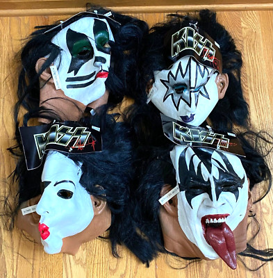KISS マスク髪付き4つセット ILLUSIVE CONCEPTS MASK KISS Halloween Adult Masks With Hair 4 NWT Simmons Criss