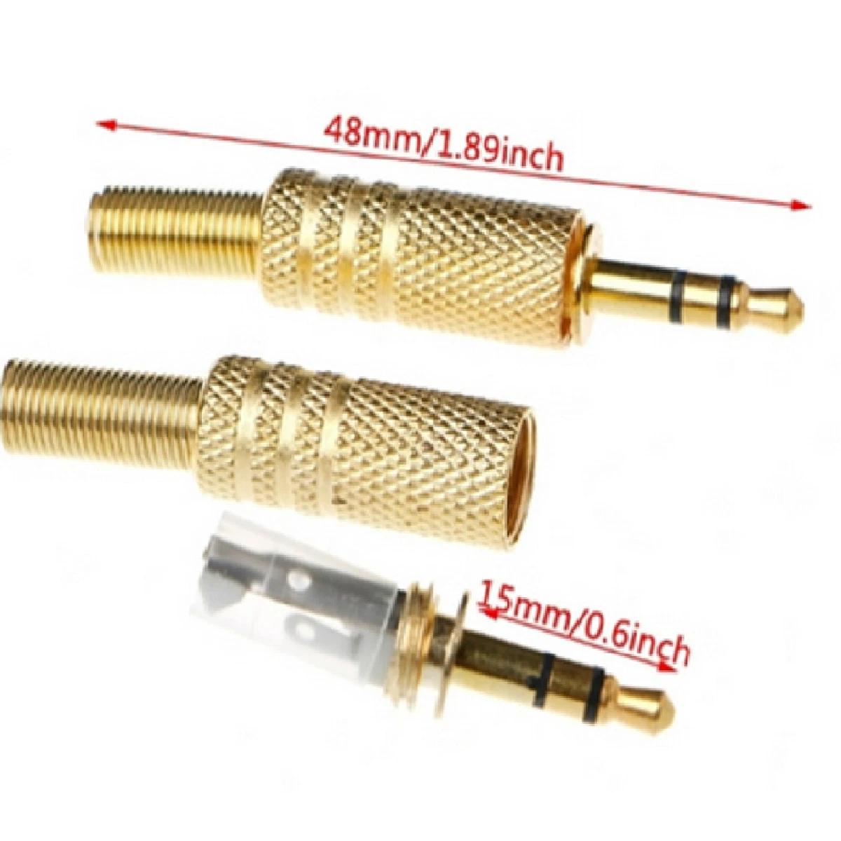 10 Connettori Jack Audio TRS 1/4" Maschio Con Molla – Spine Stereo Placcate Oro – Nuovi