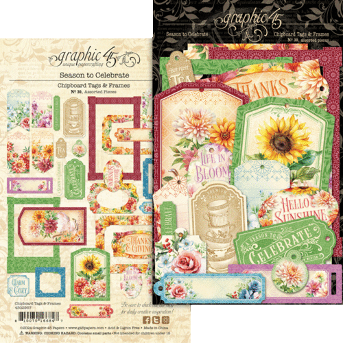 GRAPHIC 45 "SEASON TO CELEBRATE" CHIPBOARD TAGS & FRAMES CALENDAR SCRAPJACK'S PL - Picture 1 of 1