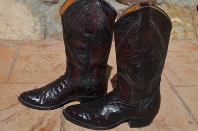 black cherry ostrich boots
