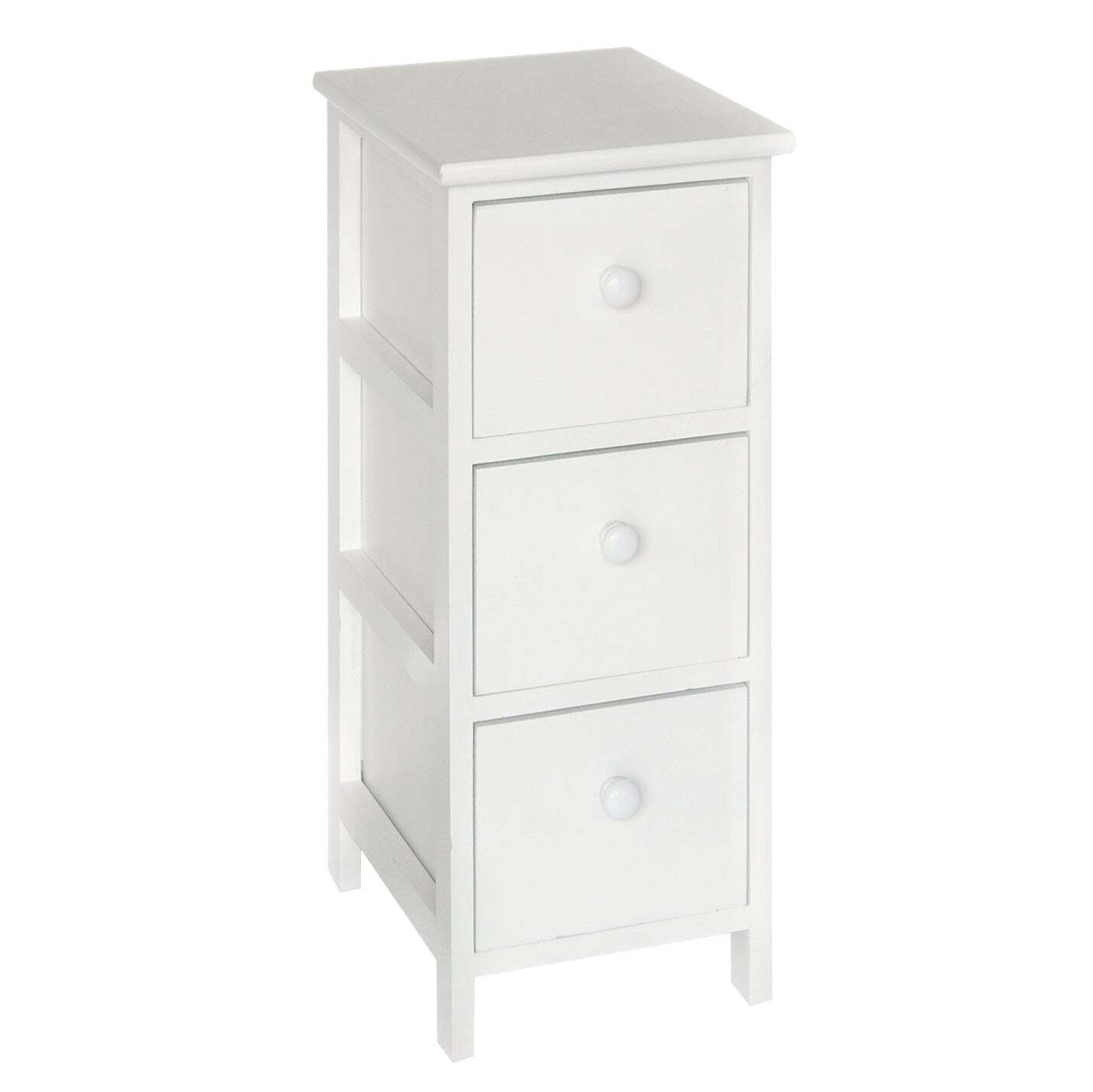 Cassetiera con 3 Cassetti in Legno Paulownia Bianco Fadi