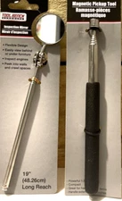 Tool Bench Magnetic Pick-Up Tool + Inspection Mirror Telescoping Set. Ships Free
