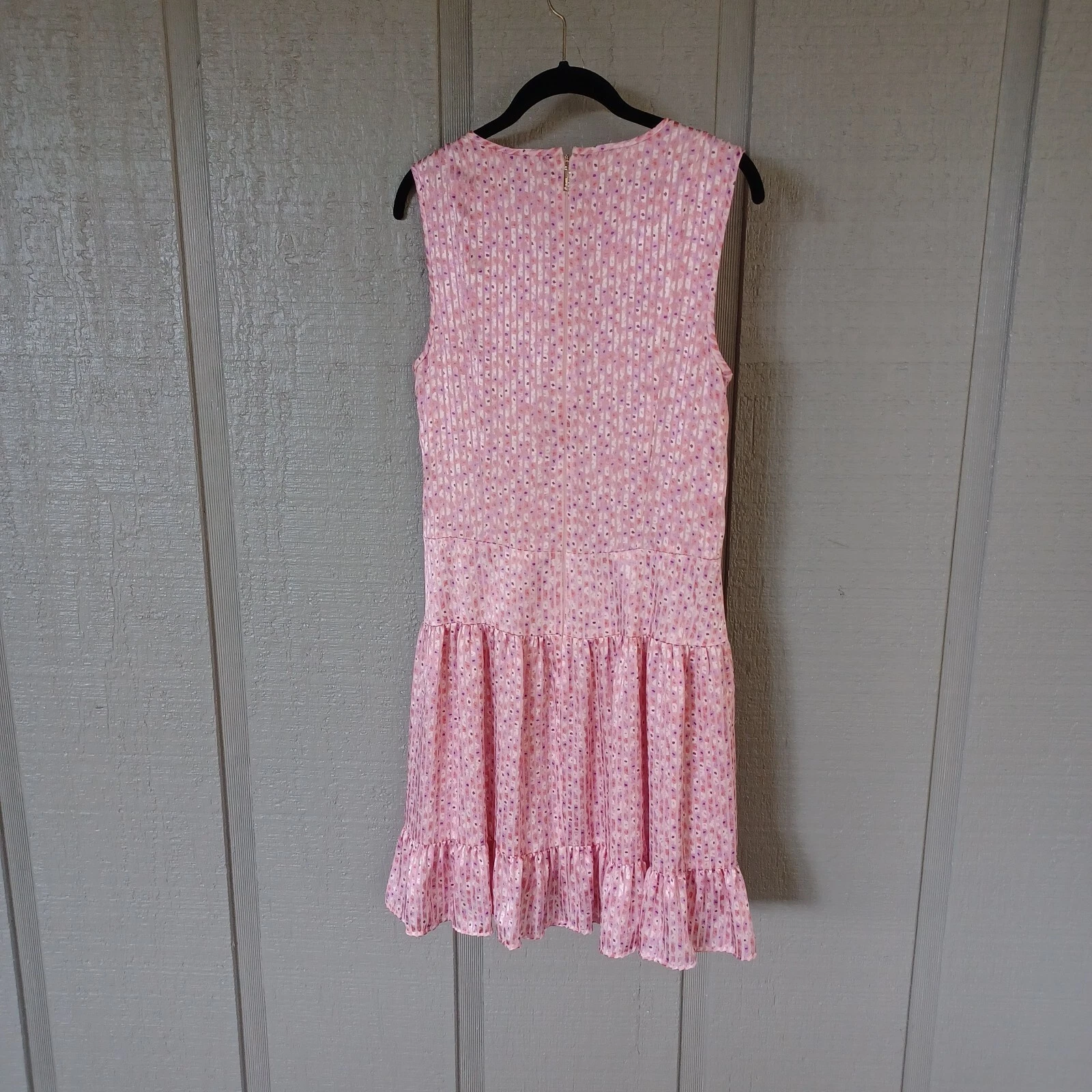 Abito donna a strati Kate Spade Poppy Field taglia 6 preppy righe floreali senza maniche