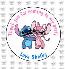 Personalised Stitch  Angel Party Bag Stickers Sweet Bag Seals 45mm Round