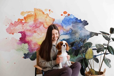 3D Watercolor Splash Paint Self-adhesive Removable Wallpaper Murals Wall 416