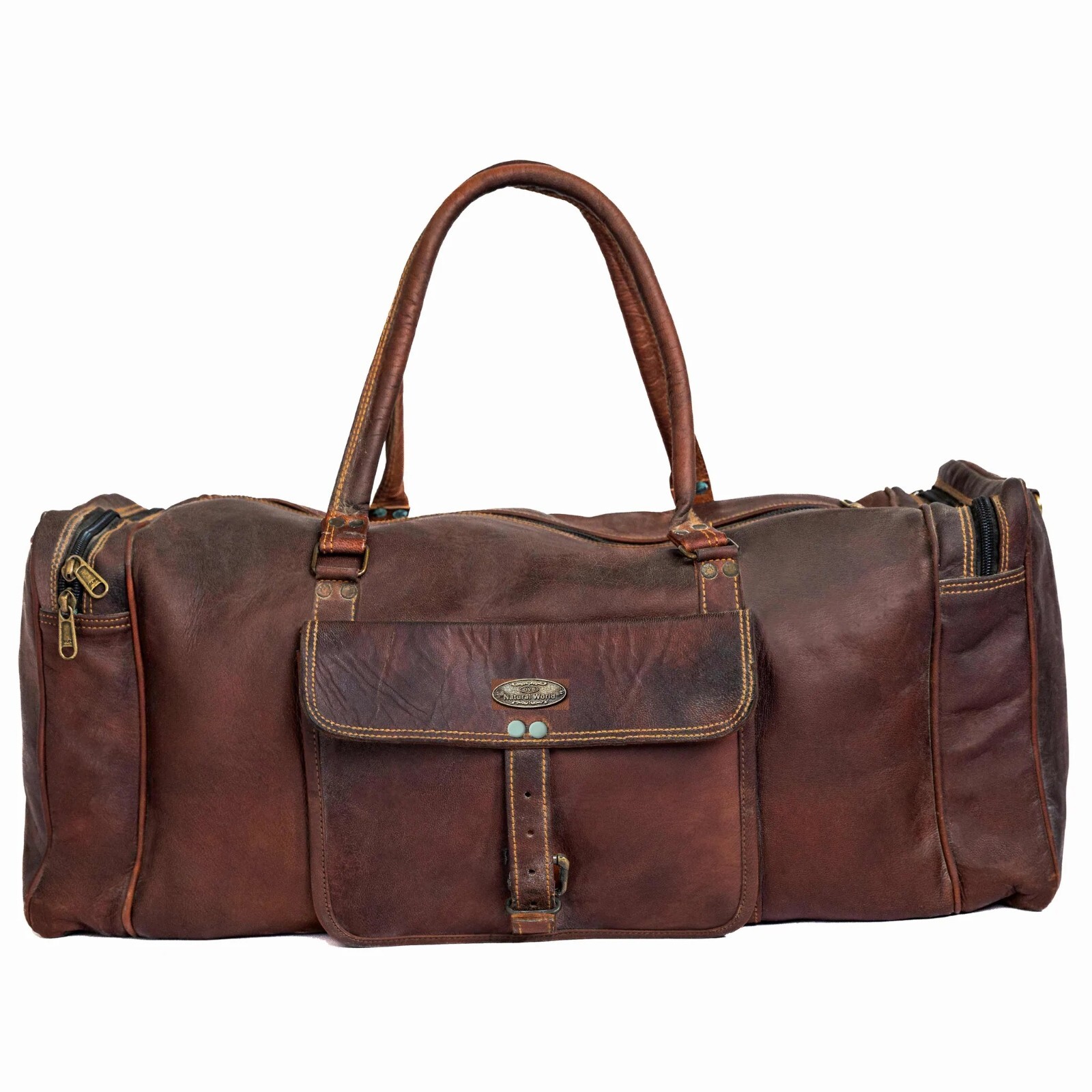 Viaje Maleta Equipaje Cuero Extra Grande Bolsa de Genuino Hombre Weekender