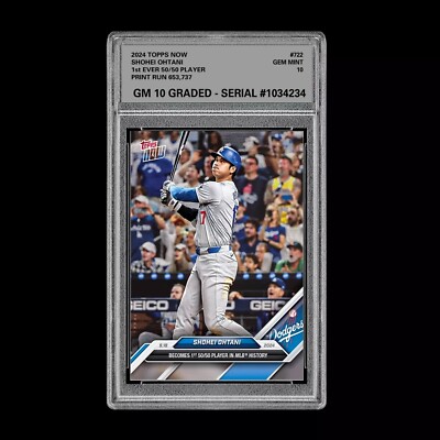 GRADED 10 ?Shohei Ohtani 50/50 2024 MLB TOPPS NOW Card 722 First 