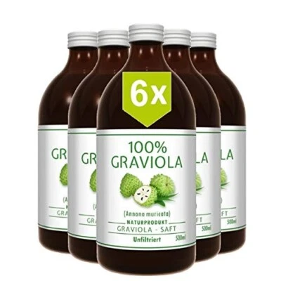 AÇAÍ DEALER KG 6 x 100% SOURSOP JUICE, 6 x 500ml, UNFILTRED & VEGAN.Guanábana / Graviola