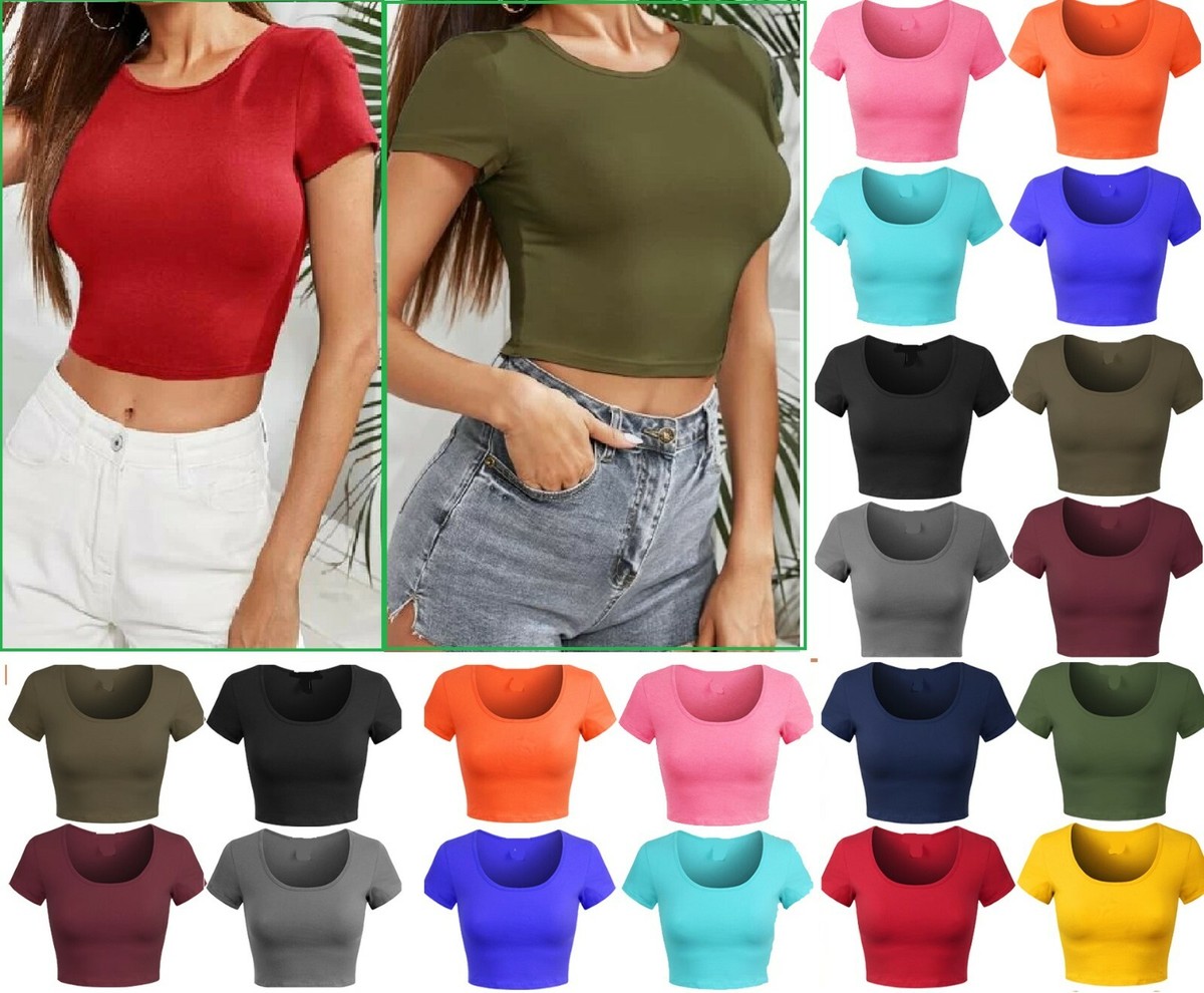 plain colored crop tops