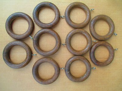 CURTAIN DRAPERY RINGS (10 ) ? wood OAK ? or ? FAUX OLD Antique | eBay