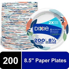 Dixie Everyday Disposable Paper Plates, 8.5", Multi-Color, 200 Count