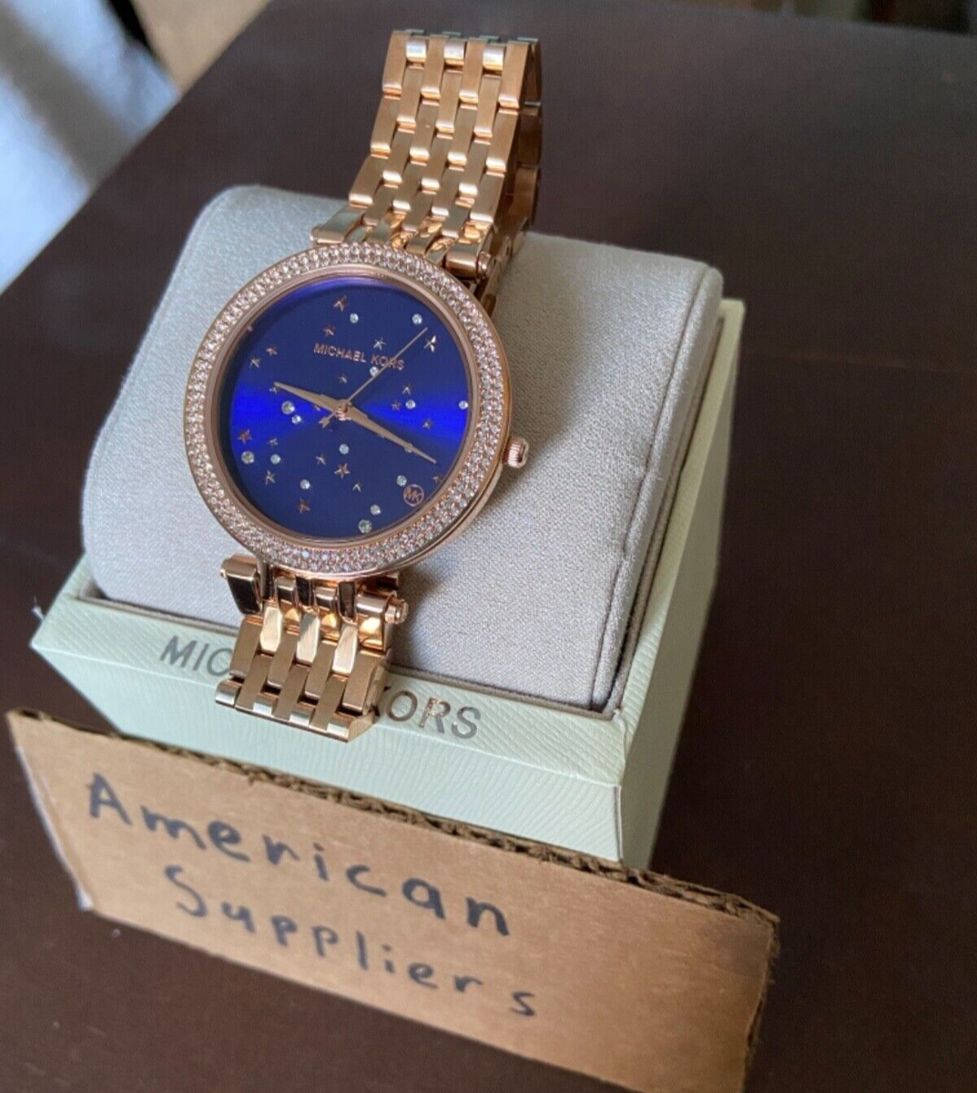 New Michael Kors Rose Gold Watch with Blue Dial Michael Kors Lexington Quartz Blue Dial Rose Gold Steel  main image 4