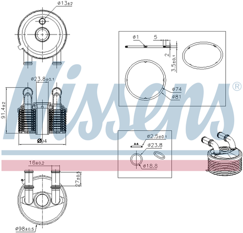 Nissens Engine Oil Cooler 91507 for eg. PEUGEOT 308 SW (2008) 1.6 HDI etc