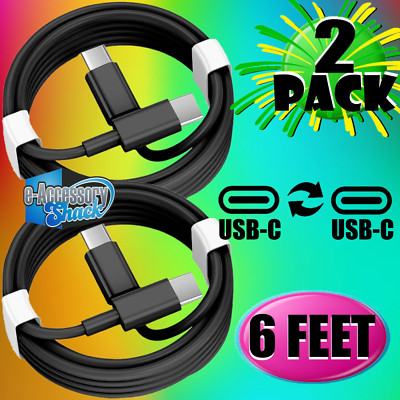 2 PACK 6ft Type USB-C Cable Fast Charge Charging Cord For Galaxy S24 S23 S22 S21