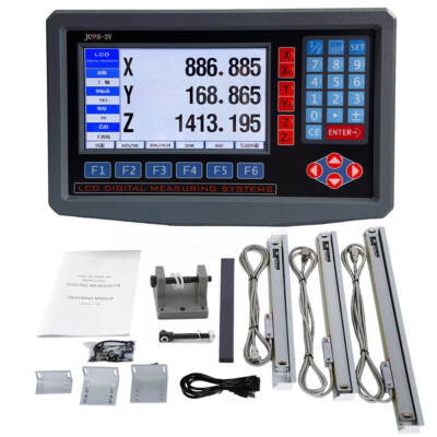 3Axis LCD Digital Readout DRO Meter w/ Linear Glass Scale for Bridgeport Milling