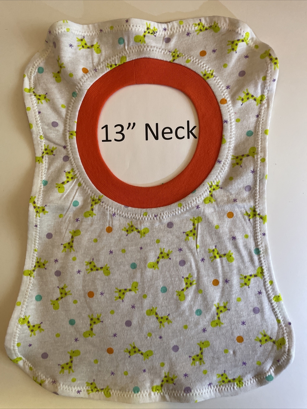 Bib 13" Neck Pull Over Head TShirt Special Needs Drool Cotton giraffes