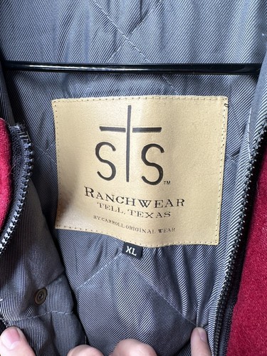 STS Ranchwear Red Vest Cotton/Leather Sleeveless Size Extra Large Texas - Picture 3 of 6