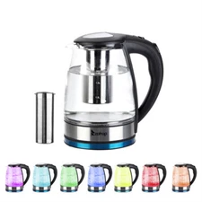 1.8L Glass Electric Kettle W/Tea Infuser,Auto Shut Off,Boil-Dry Protection