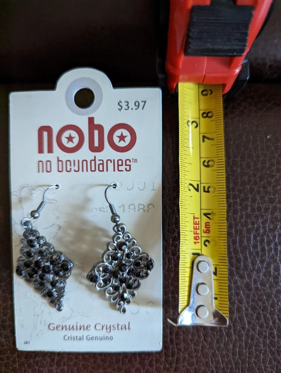 Nobo No Boundaries Earrings with Real Black Crystals