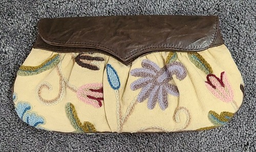 floral embroidered clutch bag