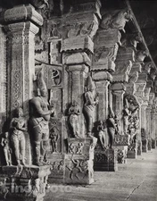 1928 Original INDIA Madura Great Temple Pudu Mandapam Sculpture Photo HURLIMANN
