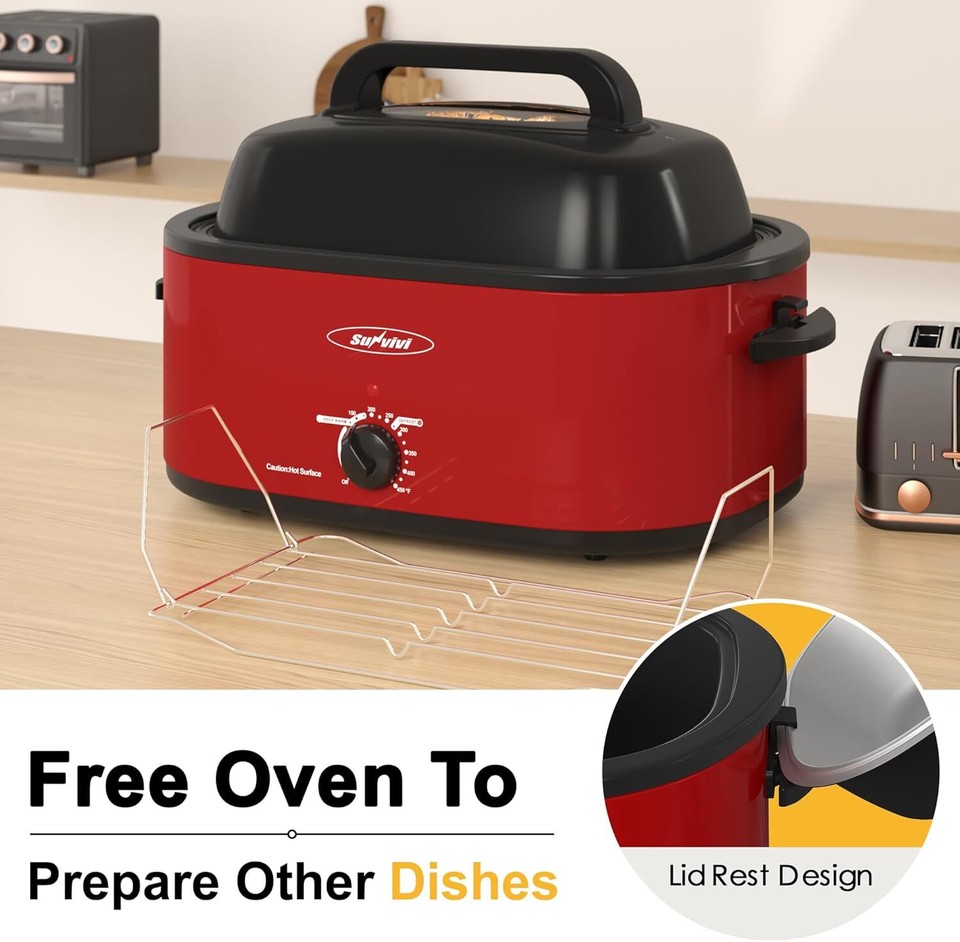 26 Quart Electric Roaster Oven Turkey Roaster With Lid Electric