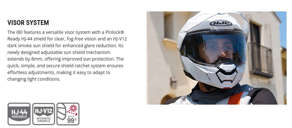 HJC I80 Modular Adventure Helmet W/ Drop Down Sunvisor, Semi-Flat