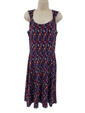 Banana Republic Dress Medium Sleeveless Geo Print Jersey Knee Length Fit & Flare