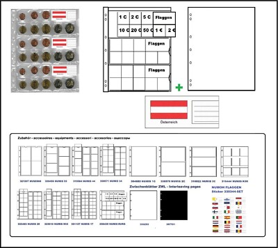 5 Leuchtturm 338425 MÜNZHÜLLEN EURO KURSMÜNZENSÄTZE + ZWL + Flaggen Österreich