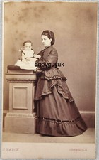 CDV LADY HOLDING BABY BY PATON GREENOCK SCOTLAND DRESS FASHION ANTIQUE PHOTO