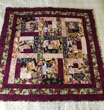 Personal size quilt, Lap quilt, Throw, Wine theme quilt, 41x41