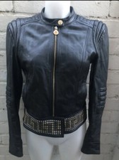 Women's Versace For H&m Leather Biker Jacket Sudded Size Us 8 Eu 38 / S M.