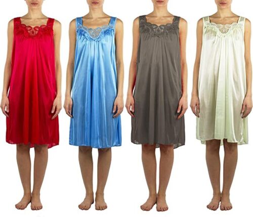 Lati Fashion 4 Pack of Silky Lace Accent Sheer Nightgowns - Medium to 4X - Picture 8 of 23