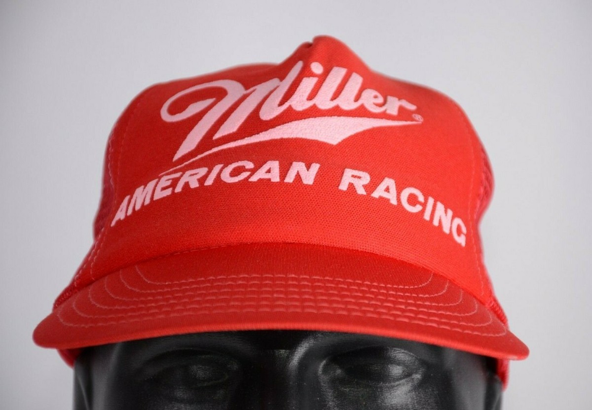 Vintage Miller Racing Unbranded Mesh Back Snapback Hat Red Hipster 