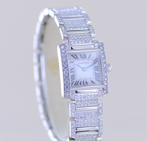 Cartier Uhr Tank Francaise 2365 Lady 18K Weißgold Full Diamond Factory Luxusuhr - Bild 10 von 14