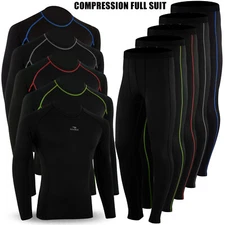 Mens Compression Winter Thermal Base Layer Under Full Suit Tights Shirt Pant 